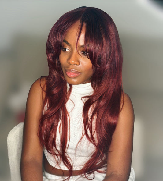 Wig Belle Burgundy red curtain bang